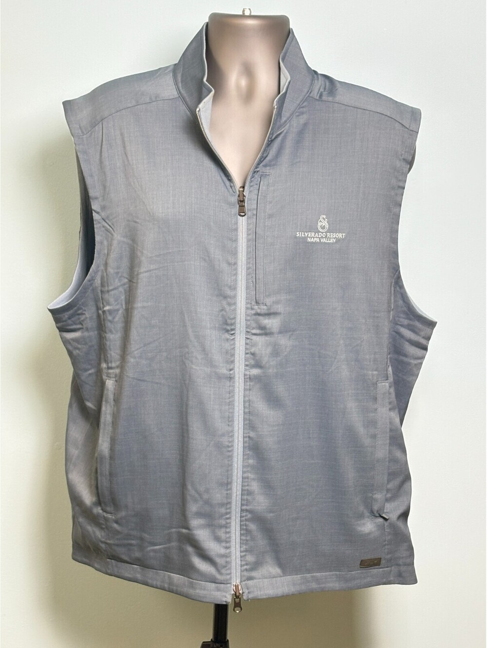 NWT Greg Norman Silverado Resort Mens XL Golf Vest Blue Gray Fleece Lined Full Z